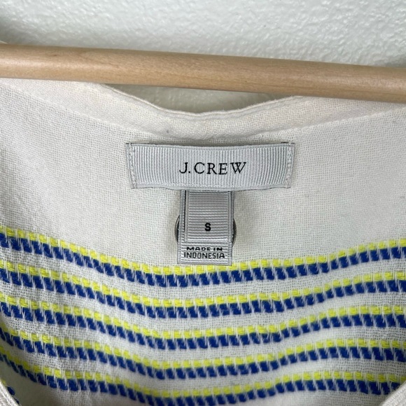 JCrew Tunic Womens Small Blue Yellow White Striped Oversized Beach Breezy Preppy - Picture 2 of 7